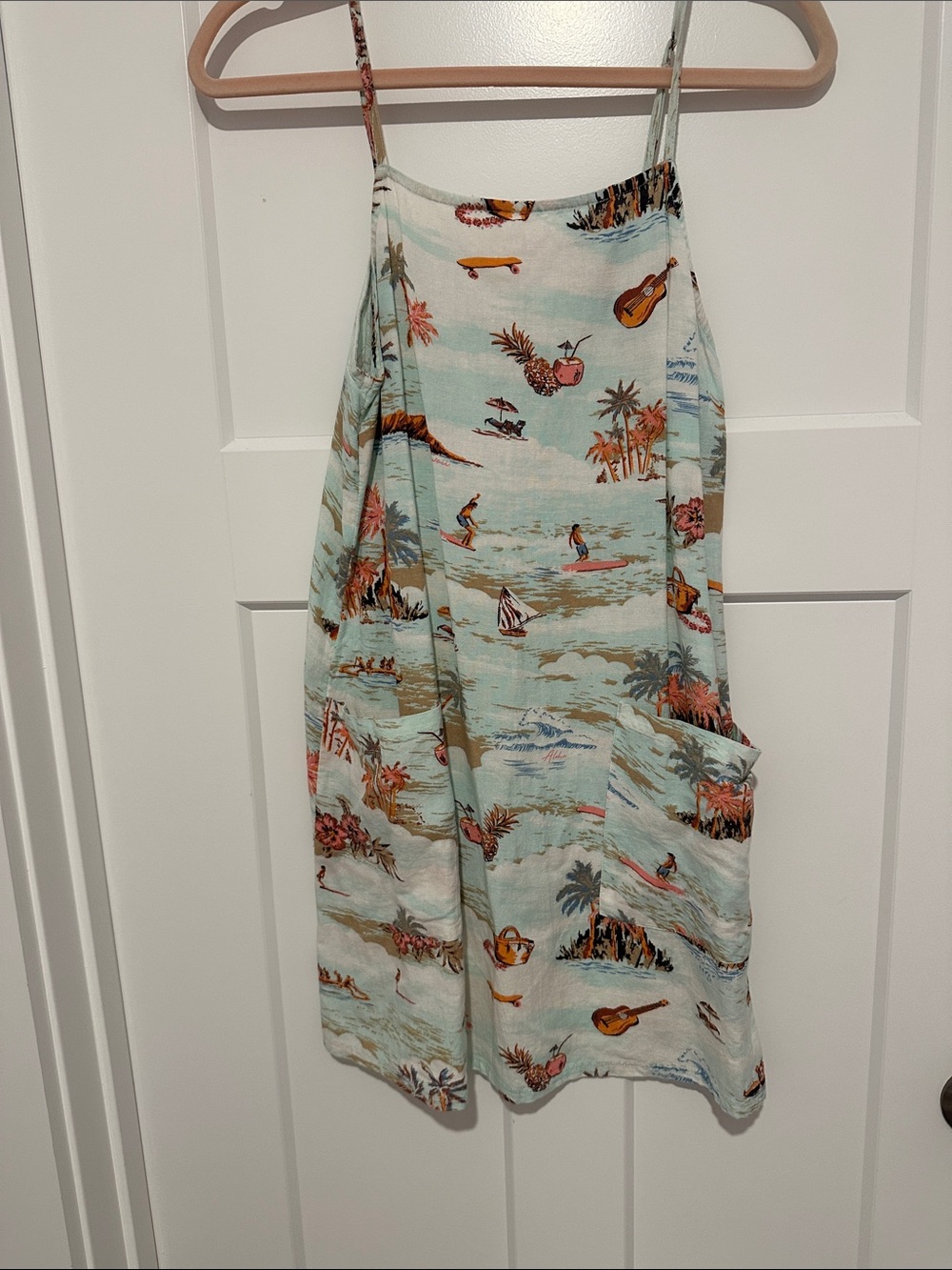 Women’s Light Blue Tropical Print Swim Cover-Up Dress